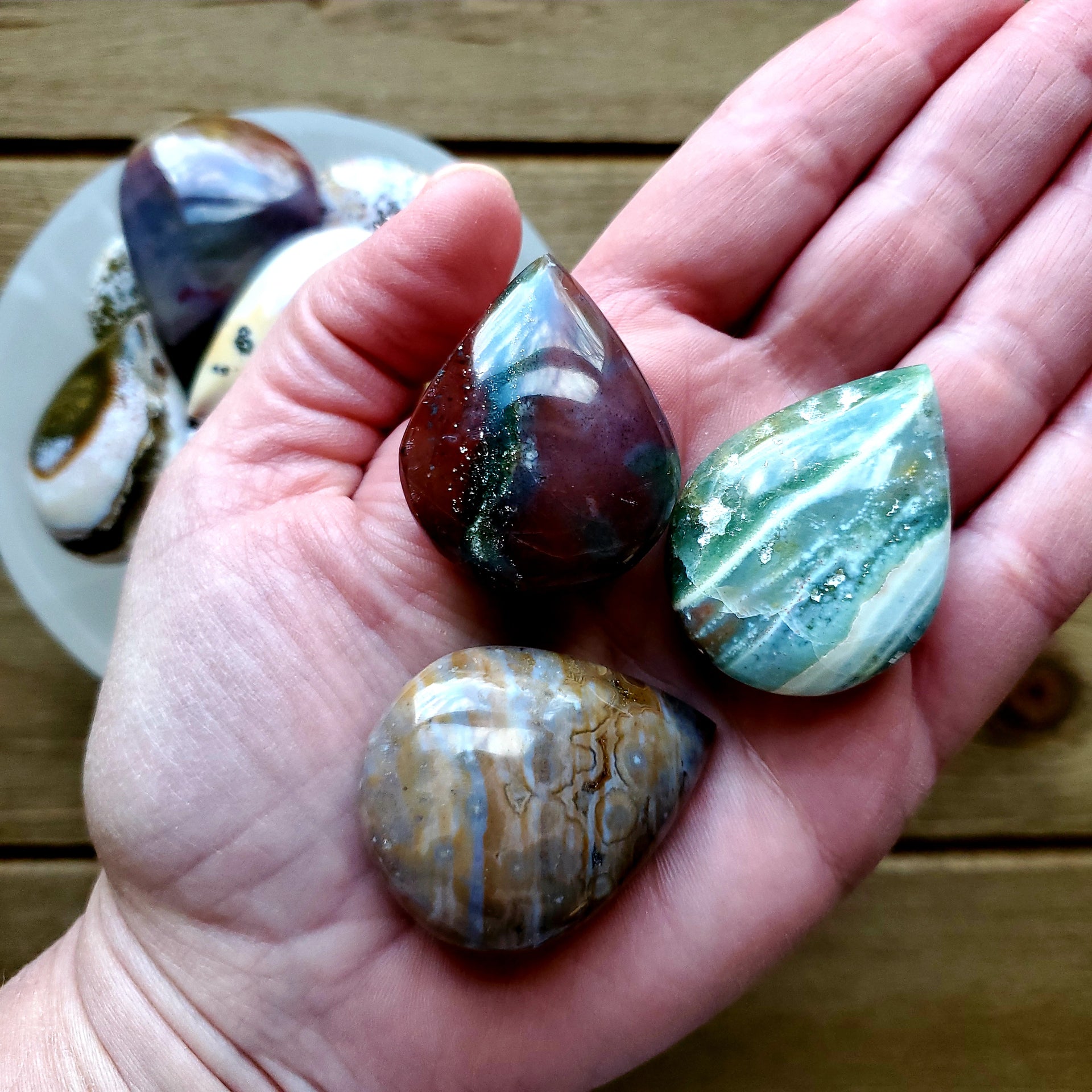 OCEAN JASPER TEAR DROP TUMBLE