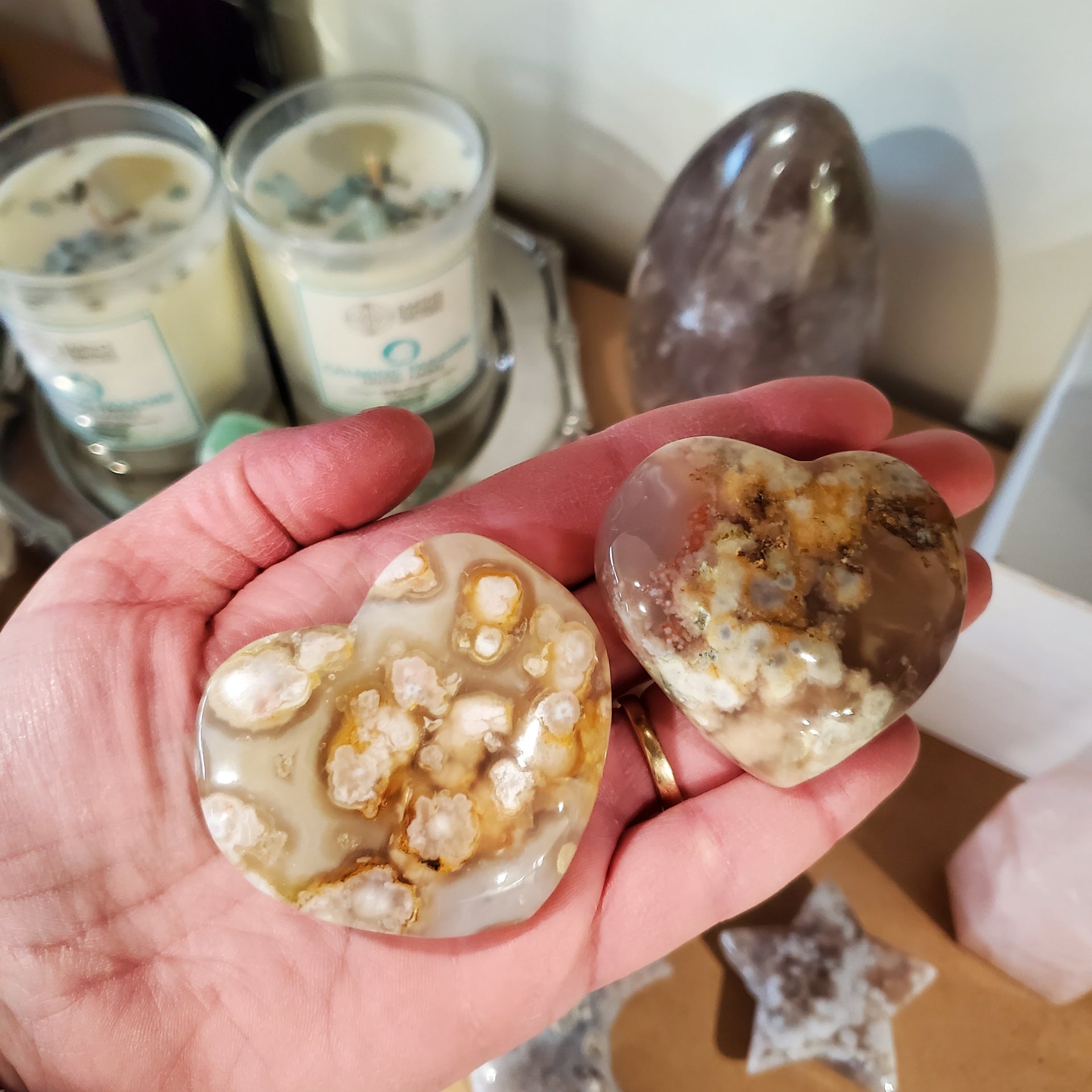 FLOWER AGATE HEART