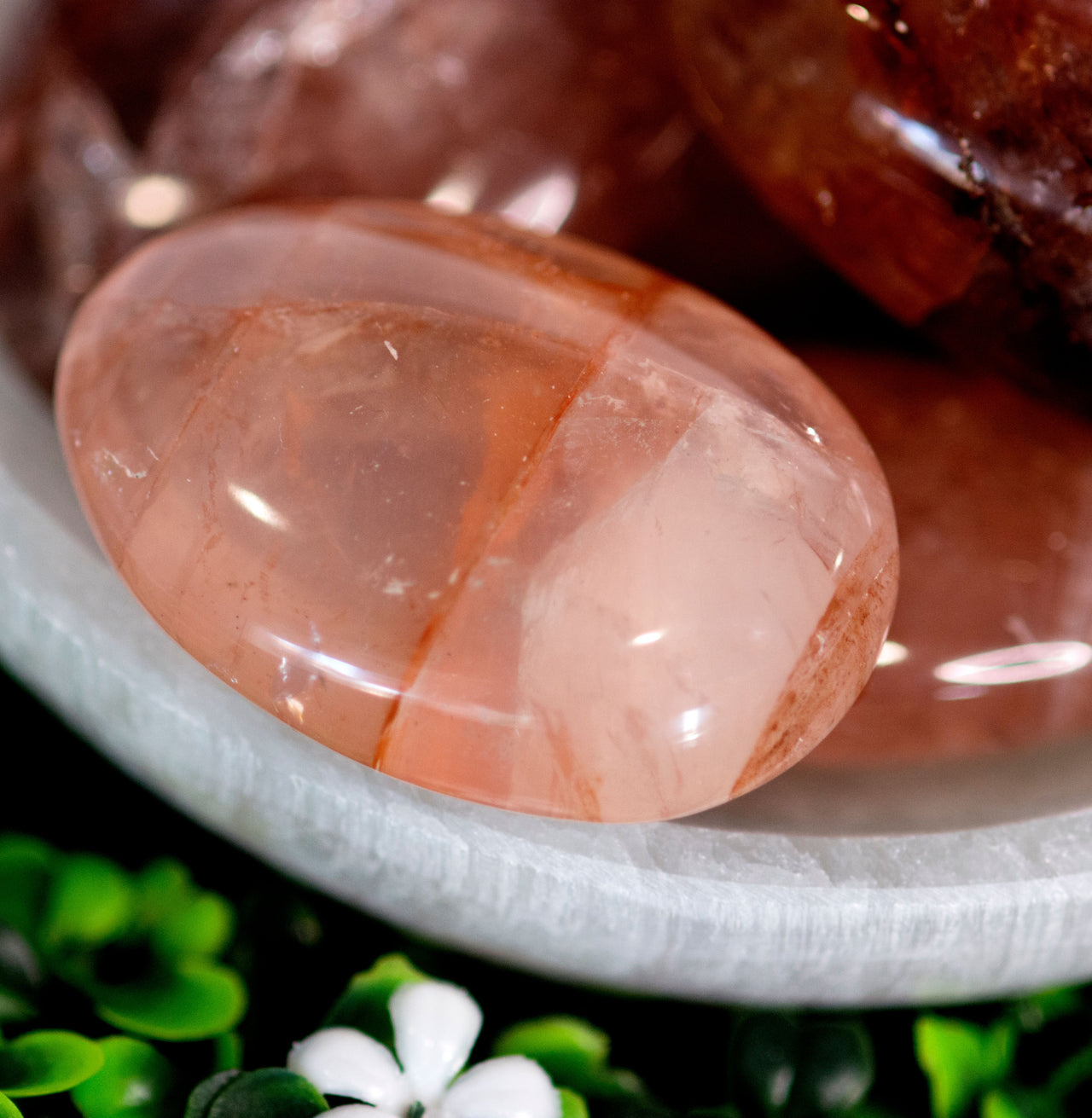 HEMATOID FIRE QUARTZ PALM STONE