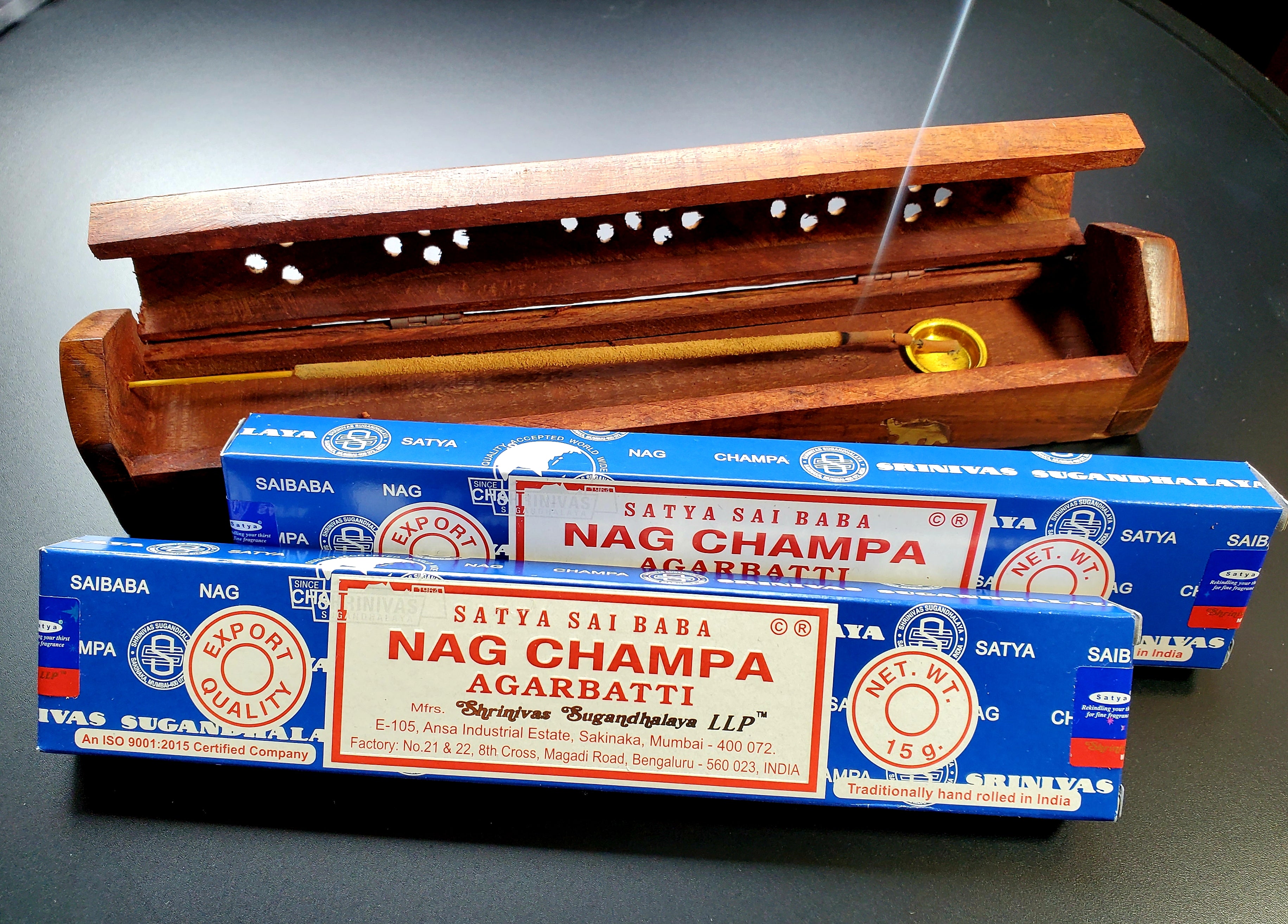 Nag Champa Räucherstäbchen – 3 Packungen, Original Satya, Langer Duft