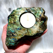 LABRADORITE (RAW) CANDLE HOLDER