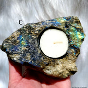 LABRADORITE (RAW) CANDLE HOLDER