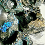 LABRADORITE (RAW) CANDLE HOLDER