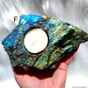 LABRADORITE (RAW) CANDLE HOLDER