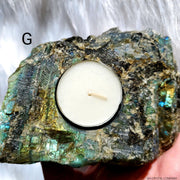 LABRADORITE (RAW) CANDLE HOLDER