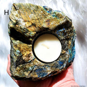 LABRADORITE (RAW) CANDLE HOLDER