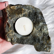 LABRADORITE (RAW) CANDLE HOLDER