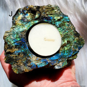 LABRADORITE (RAW) CANDLE HOLDER