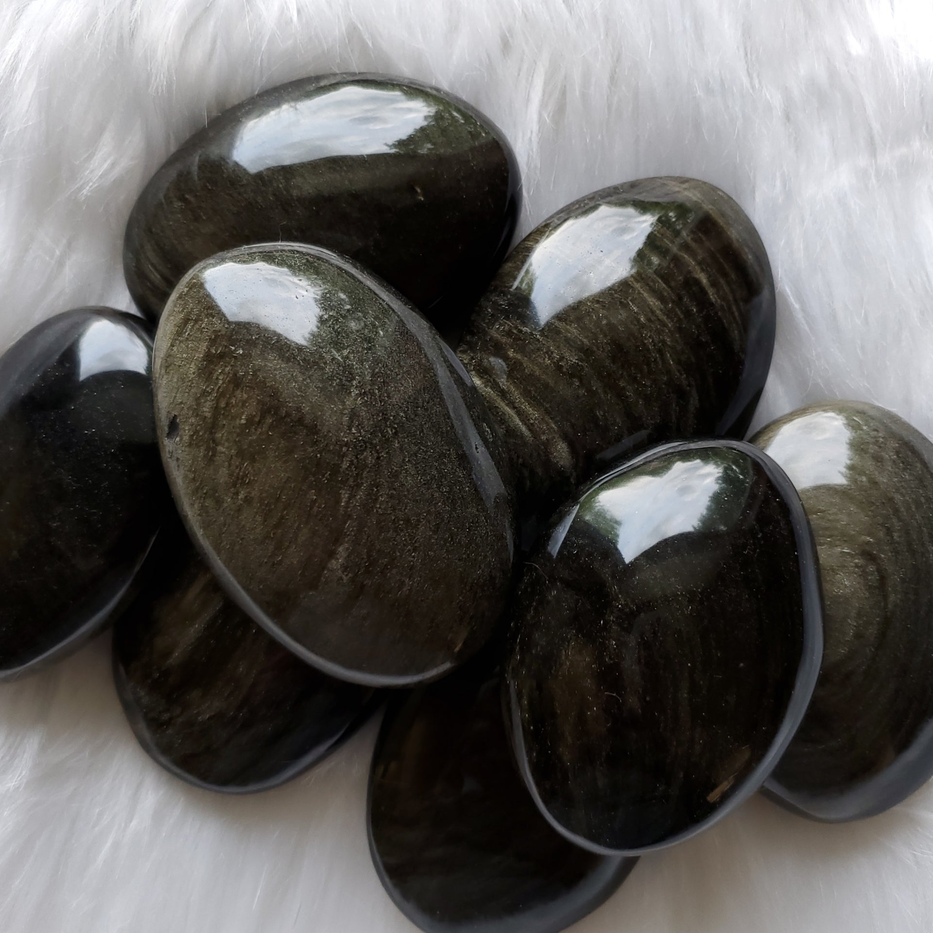 GOLD SHEEN OBSIDIAN LARGE PALM STONE
